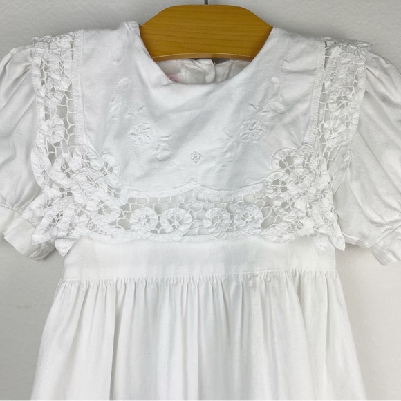 Vintage Allison Rose White Dress Eyelet Lace Bib Collar Size 2T - Picture 4 of 12